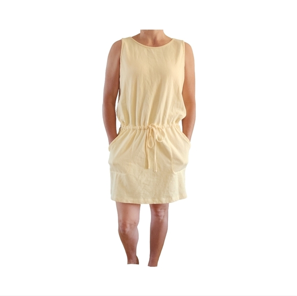 Lilla P Dresses & Skirts - Butter Yellow Sleeveless Drawstring Dress 100% Cotton By LILLA P